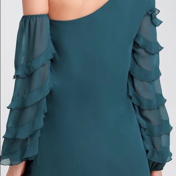 Ali & Jay Women’s “Love the Way I Look Tonight 1 Shoulder Teal Mini Dress-XS-NWT - Picture 7 of 10